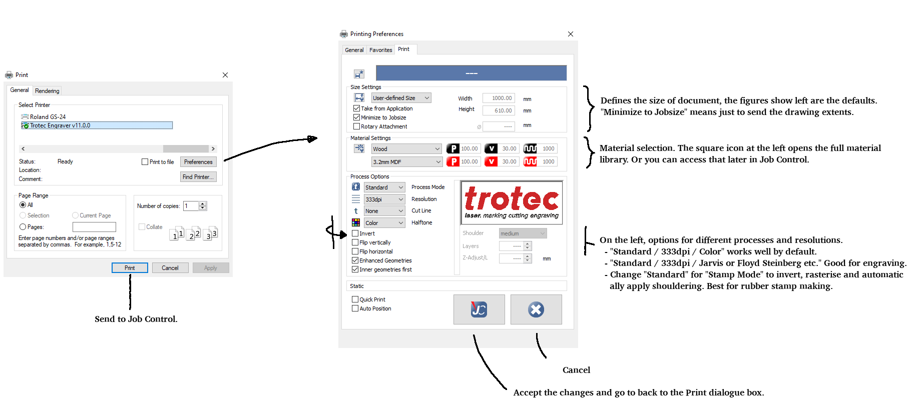 Inkscape print preferences.
