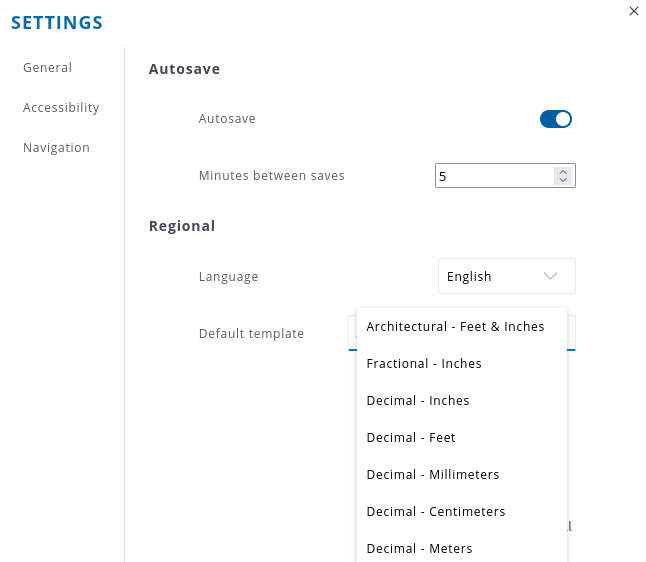 Settings to Metric
